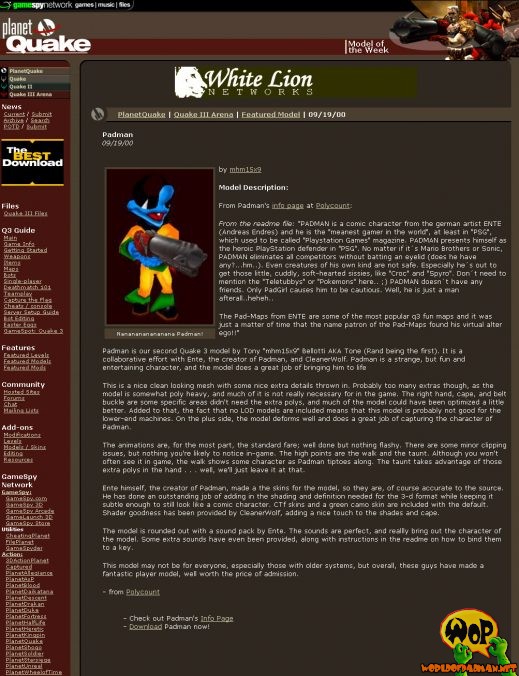 PADMAN as Model of the Week on planetquake.com