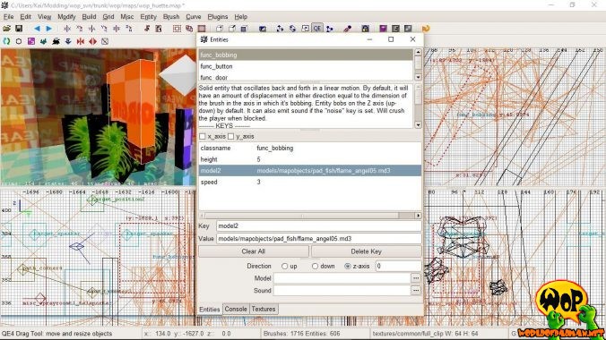 Entity func_bobbing with origin brush, fullclip brush and key model2 for path specification