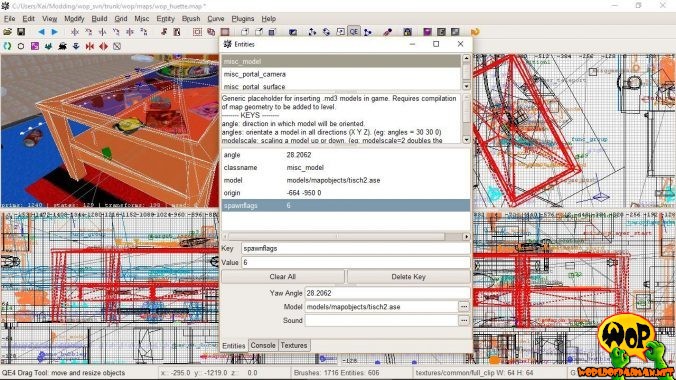 Entity misc_model with ASE format and key spawnflag 6 for clipping and light calculation