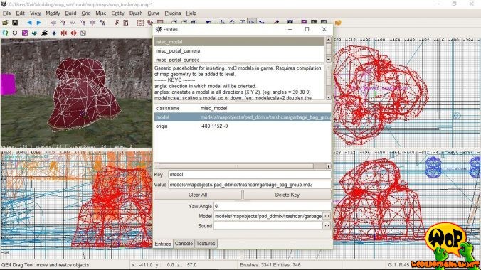 Entity misc_model with key model for the path specification
