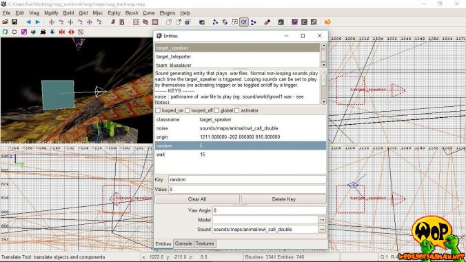 Entity target_speaker only with Keys noise, wait and random